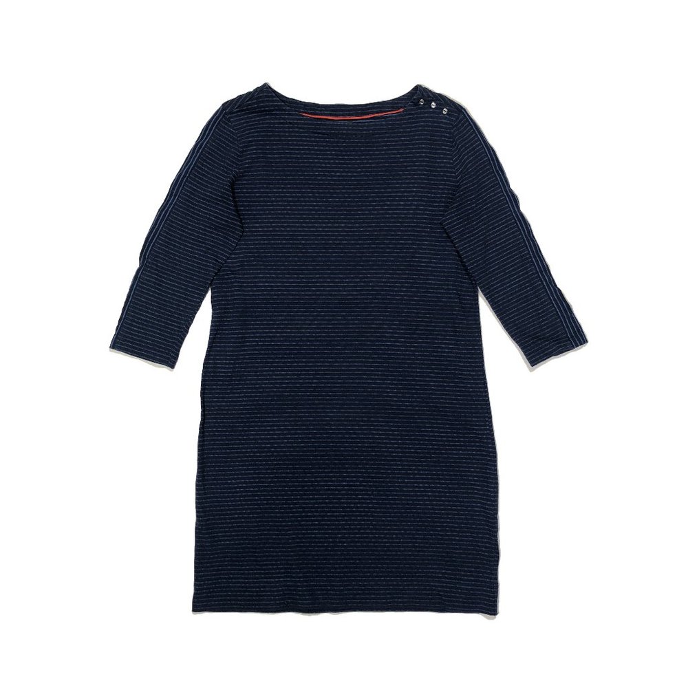 Paraphrase Womens Sz M Navy Blue Pullover 3/4 Sleeve Striped Bodycon Shift Dress